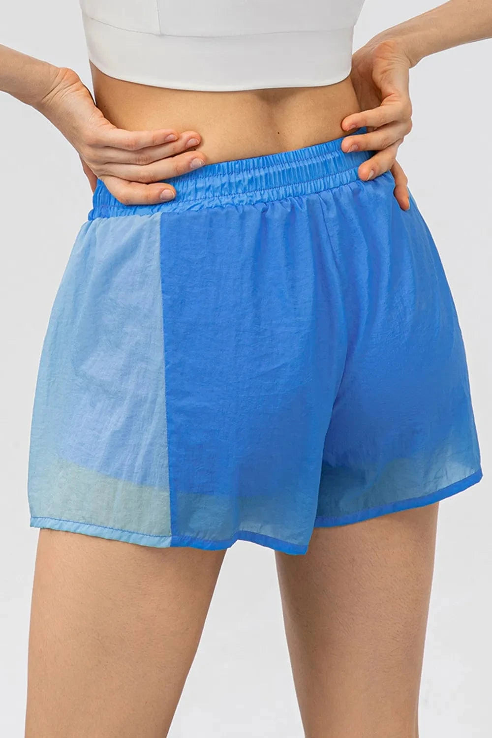 Color Block Drawstring Active Shorts - ShalayeFashion