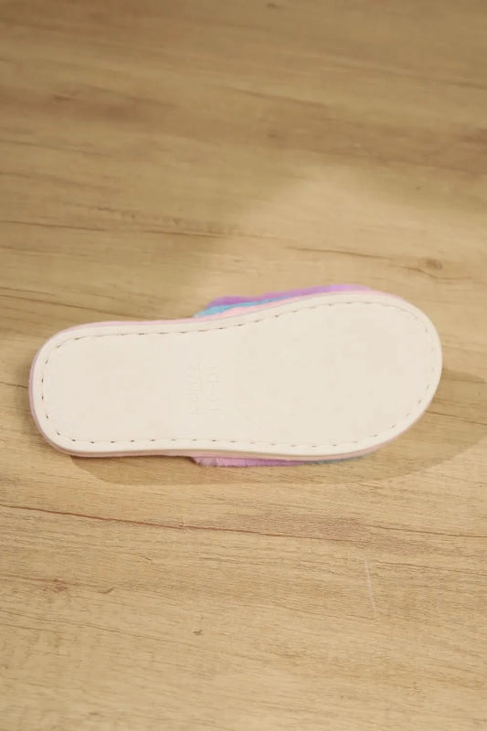 Color Block Open Toe Faux Fur PVC Slippers - ShalayeFashion