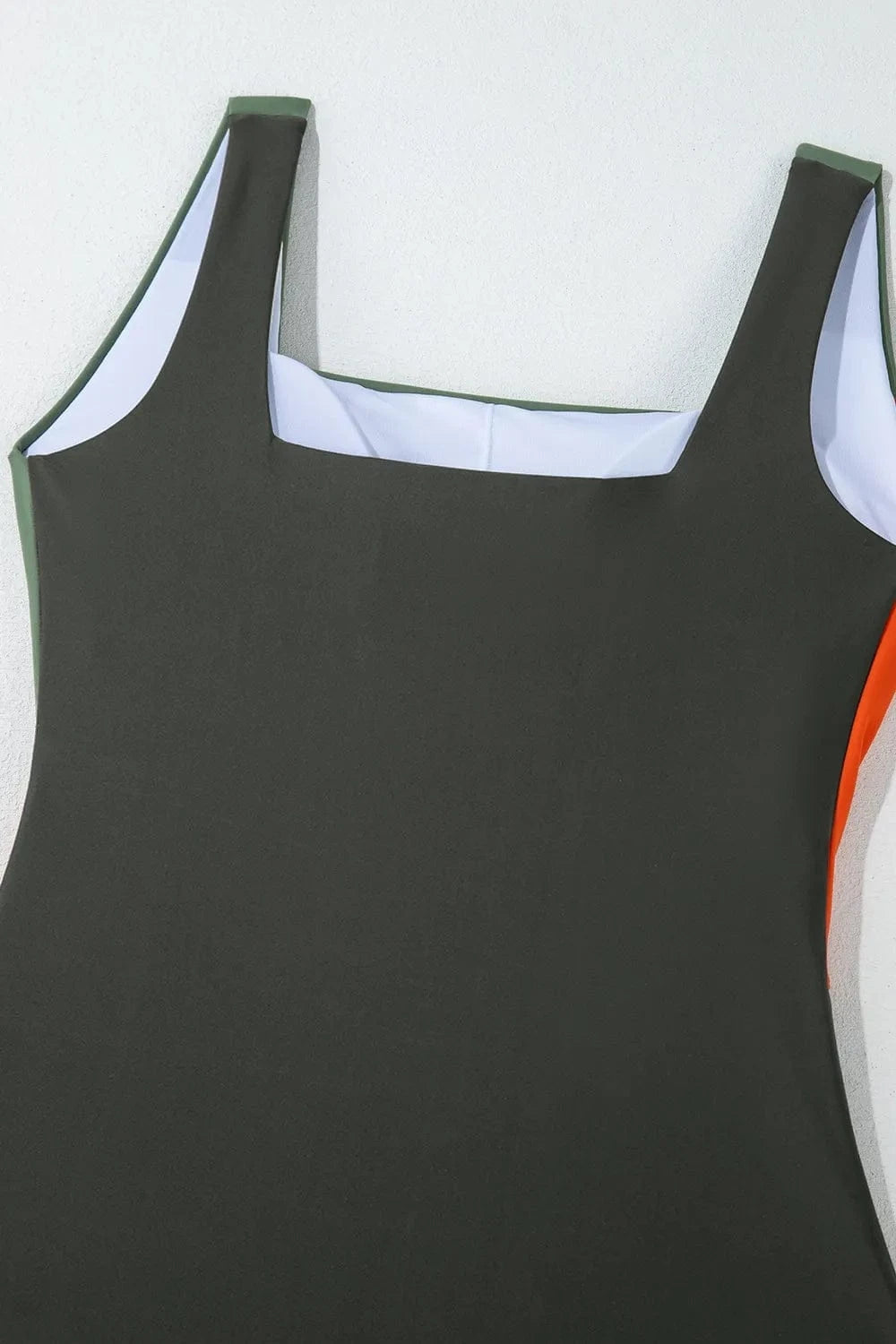 Color Block Padded Square Neck One Piece Swimsuit - ShalayeFashion
