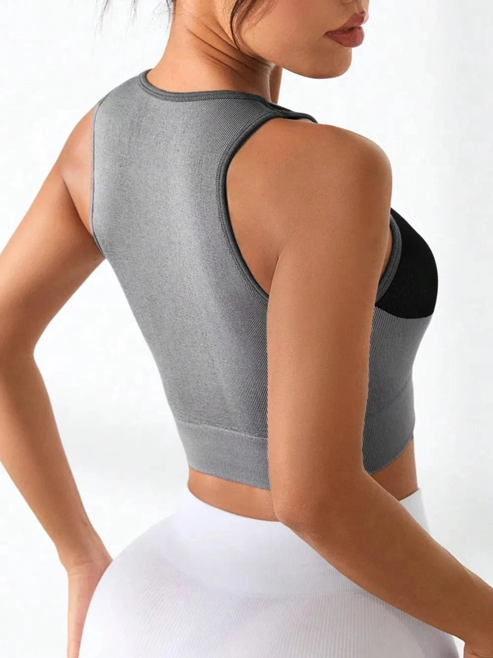 Color Block Round Neck Active Tank - ShalayeFashion
