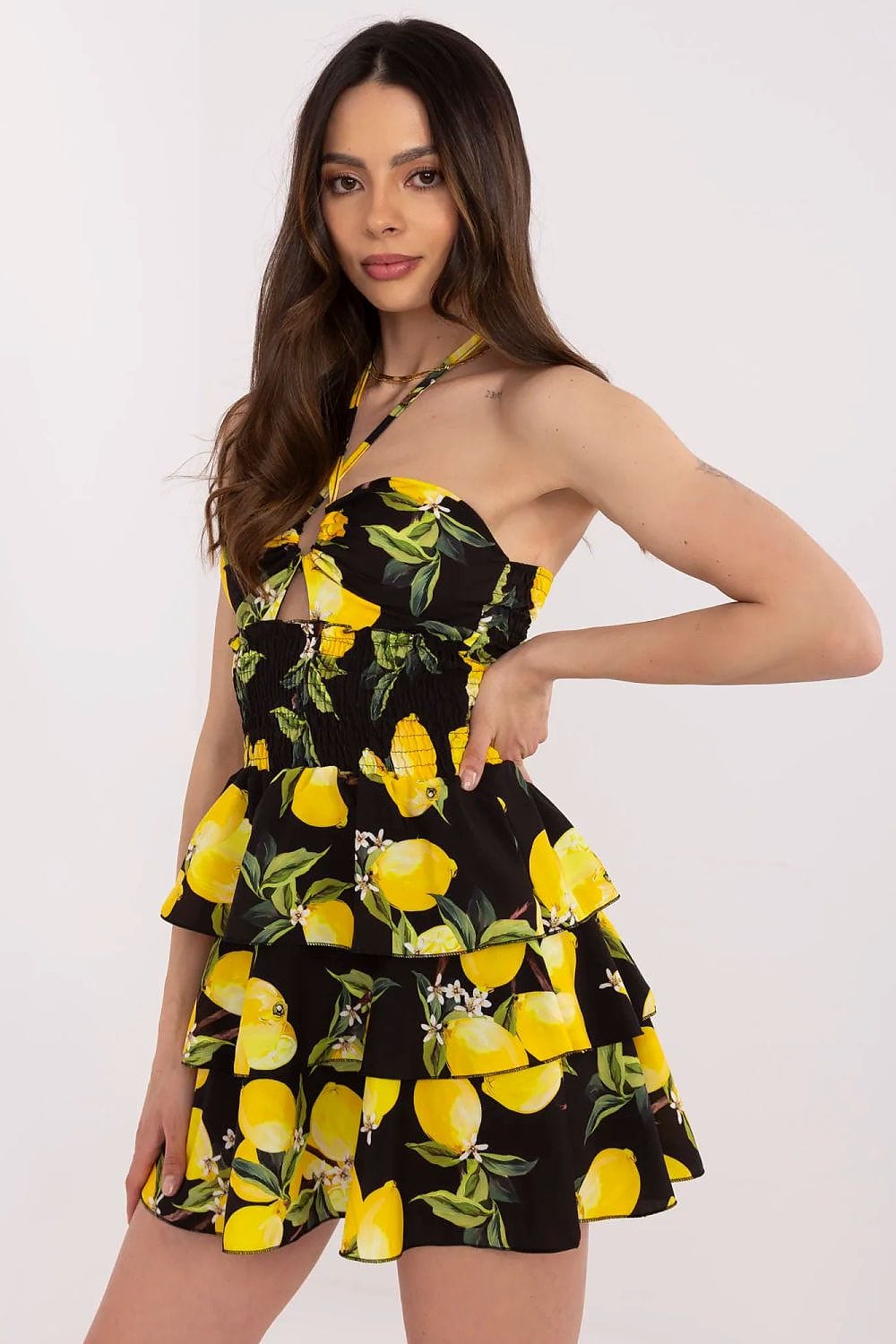 Colorful Mini Dress Flared Stiffened Cups - ShalayeFashion