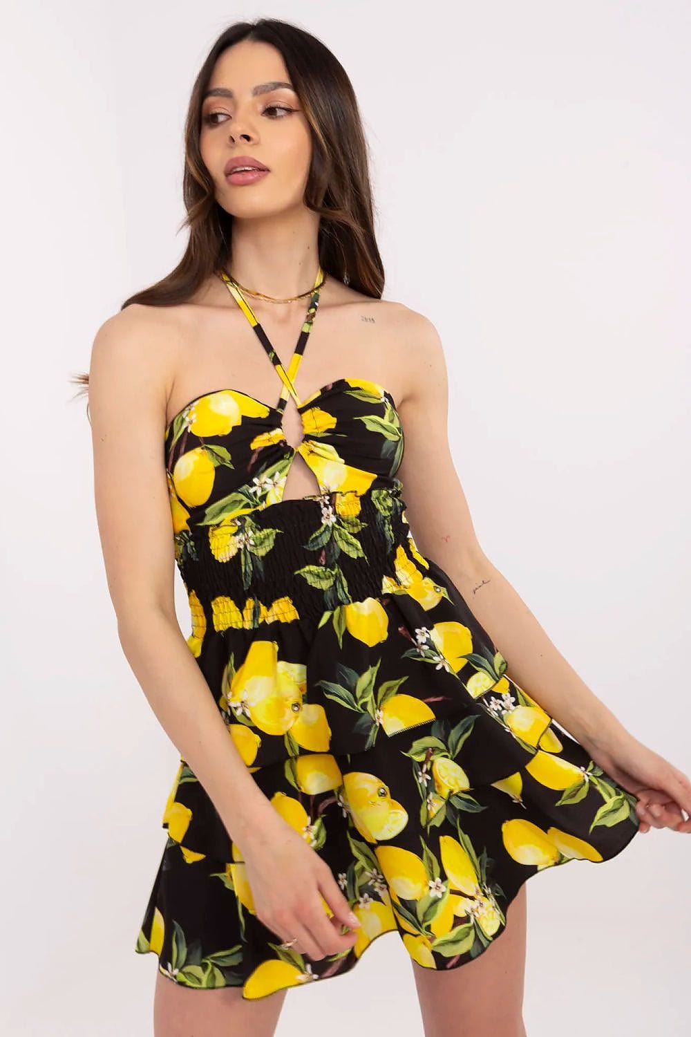 Colorful Mini Dress Flared Stiffened Cups - ShalayeFashion