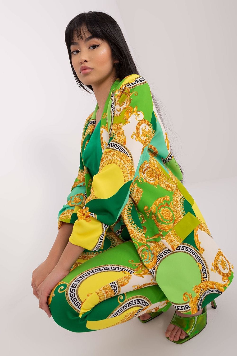 Colorful Print Blazer Unbuttoned Style - ShalayeFashion
