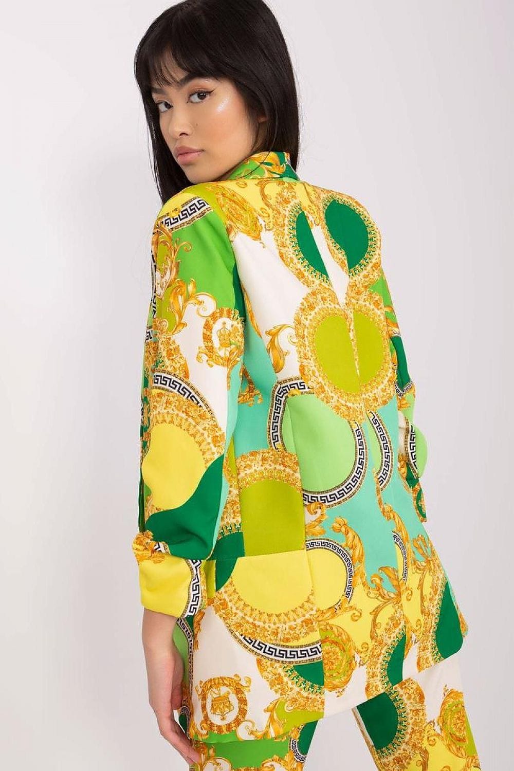 Colorful Print Blazer Unbuttoned Style - ShalayeFashion