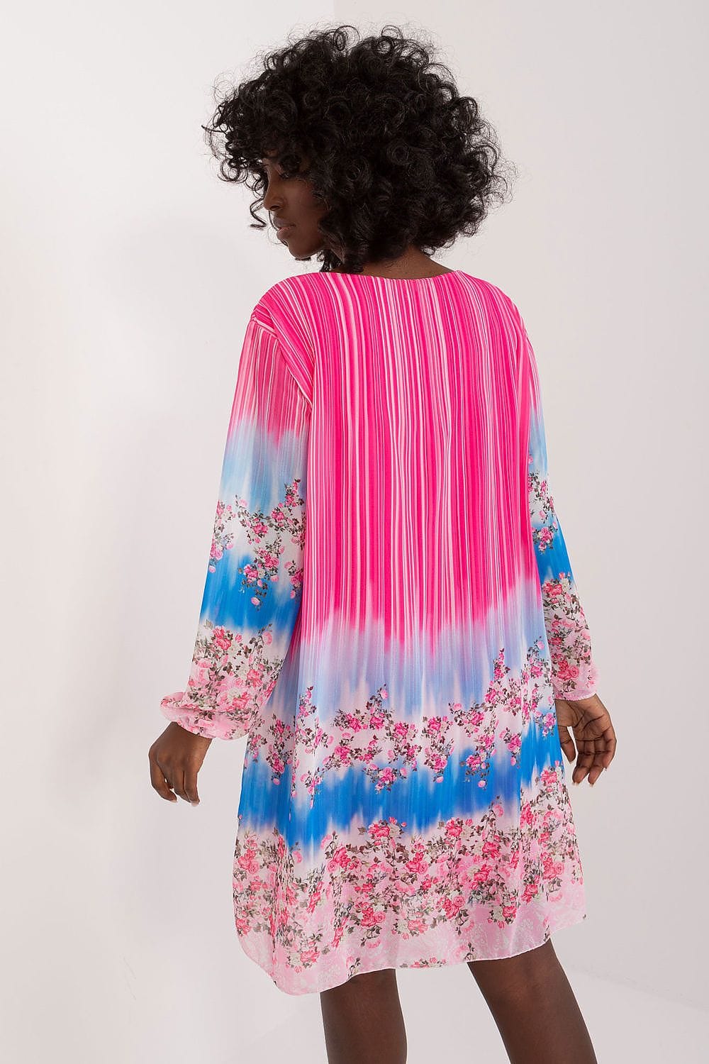 Colorful Print Dress Straight Cut Round - ShalayeFashion