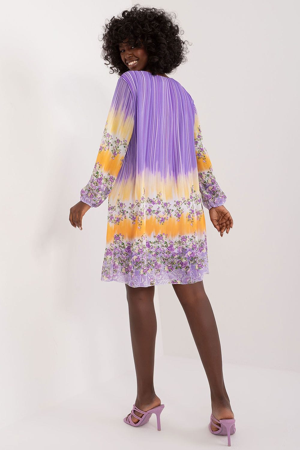 Colorful Print Dress Straight Cut Round - ShalayeFashion