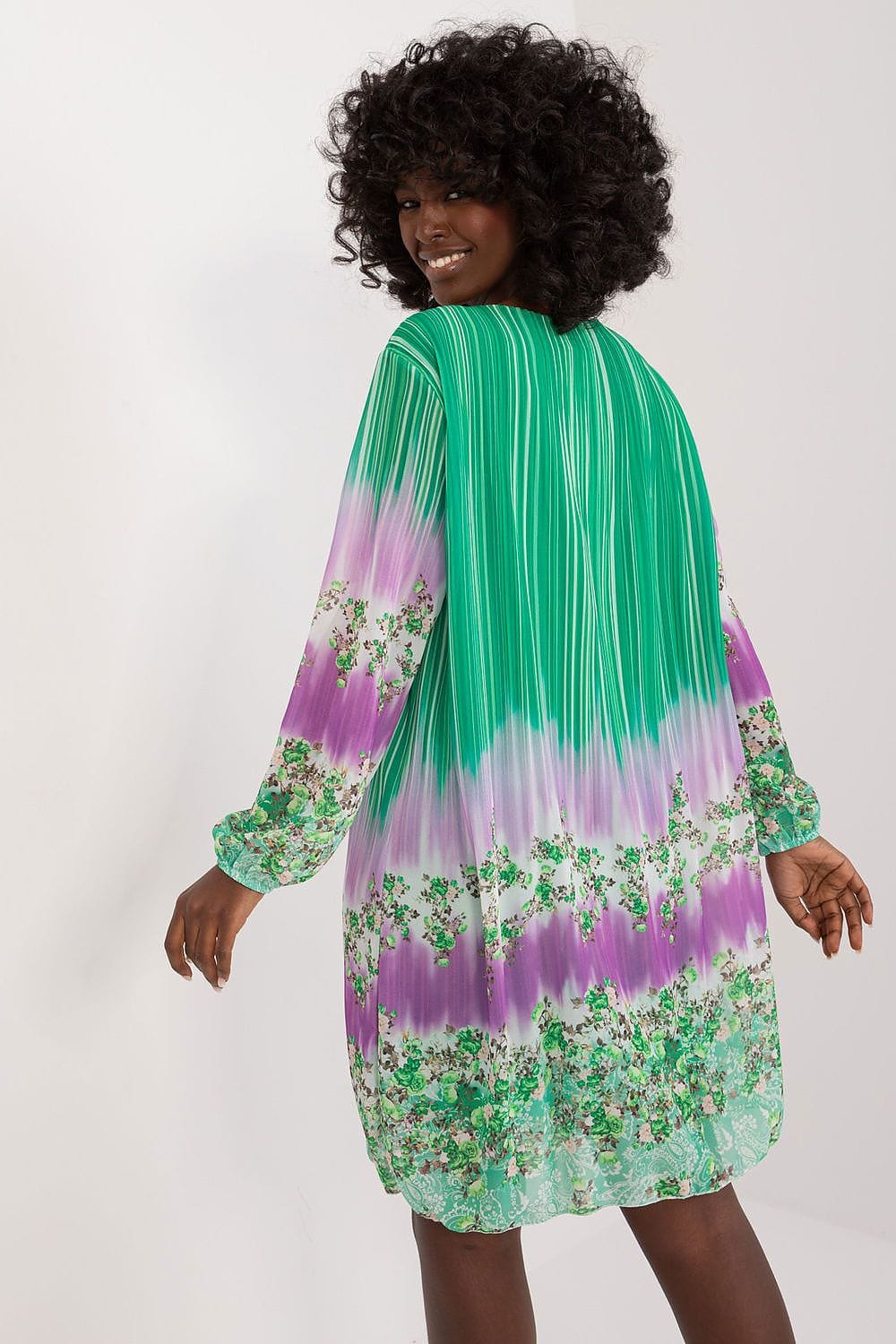 Colorful Print Dress Straight Cut Round - ShalayeFashion