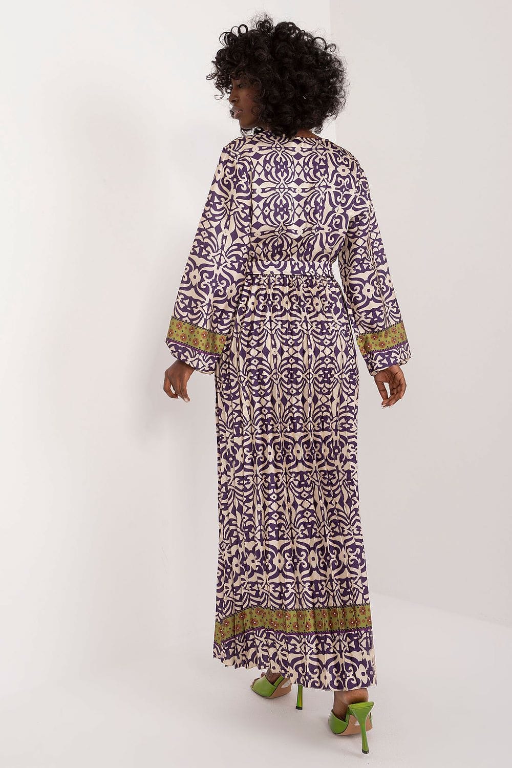 Colorful Print Maxi Dress Envelope Neck - ShalayeFashion