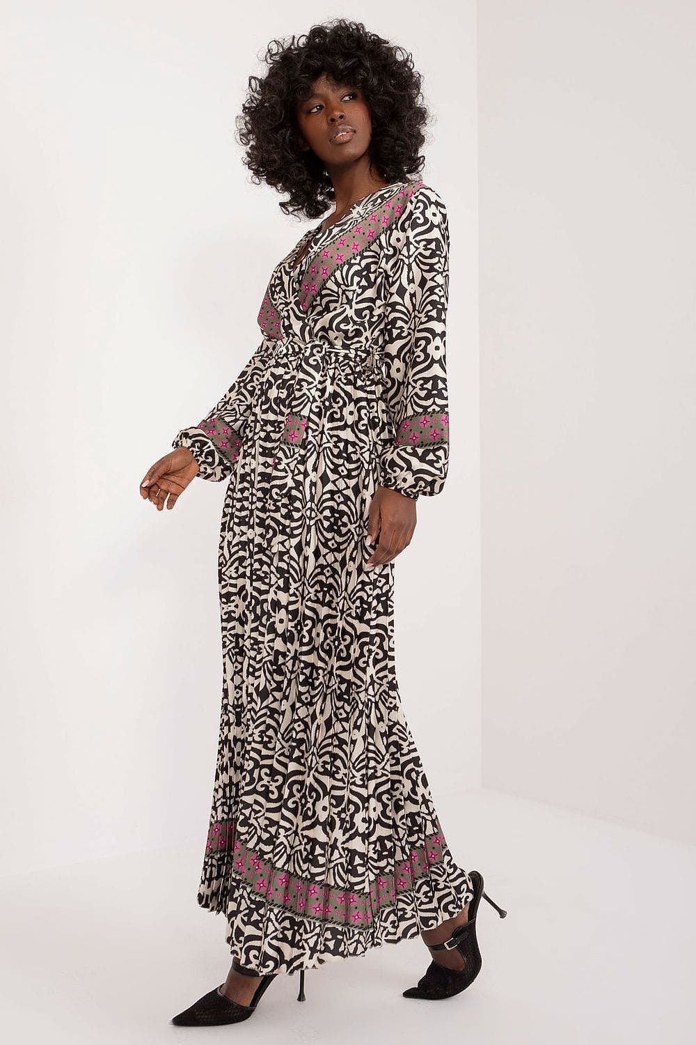 Colorful Print Maxi Dress Envelope Neck - ShalayeFashion