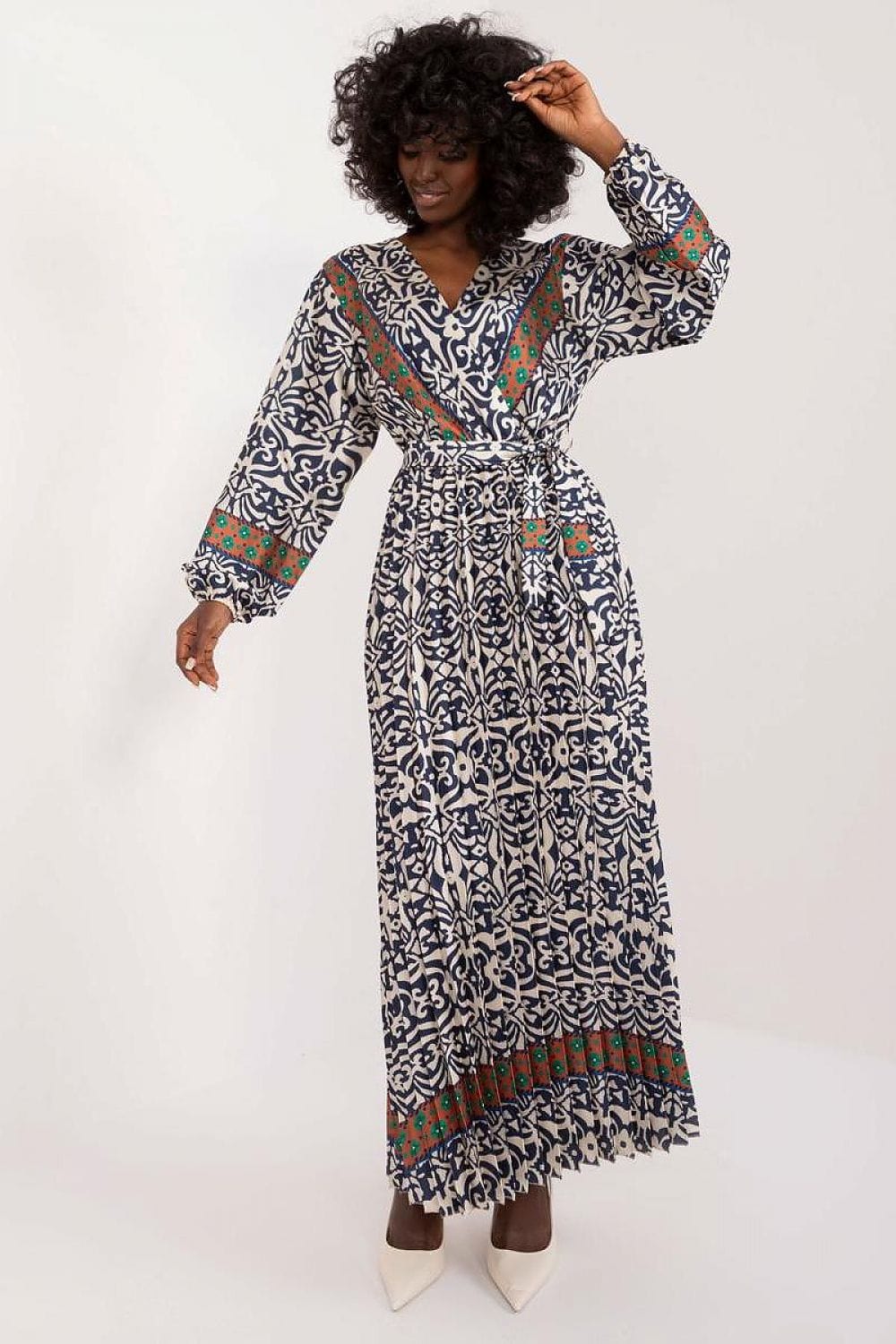 Colorful Print Maxi Dress Envelope Neck - ShalayeFashion