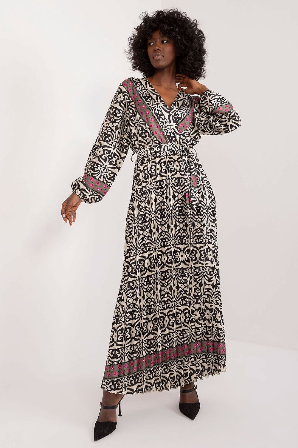 Colorful Print Maxi Dress Envelope Neck - ShalayeFashion