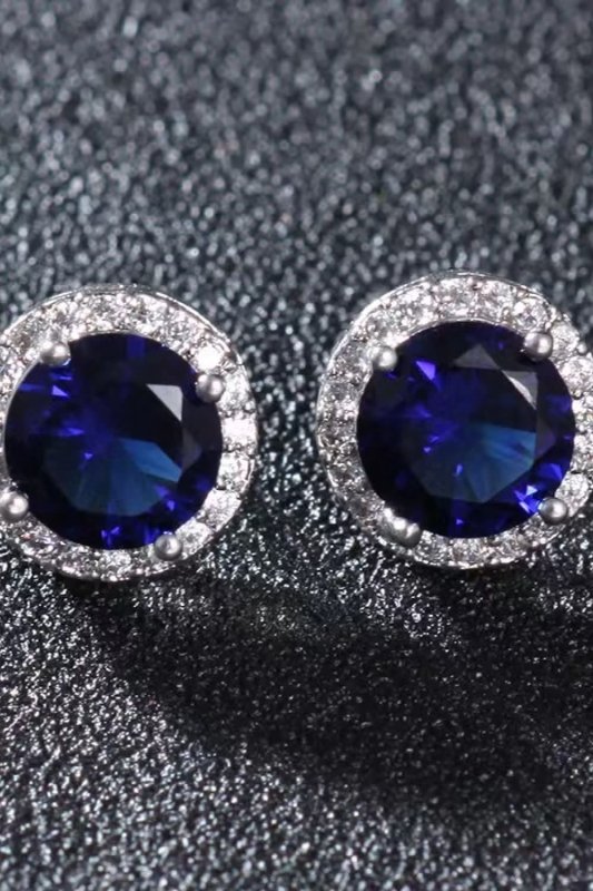 Contrast 2 Carat Moissanite Platinum - Plated Stud Earrings - ShalayeFashion