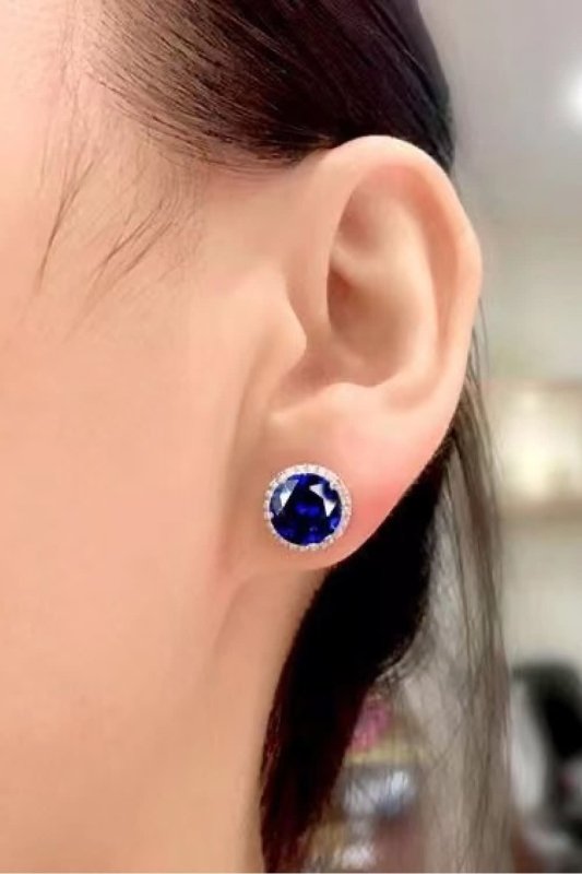 Contrast 2 Carat Moissanite Platinum - Plated Stud Earrings - ShalayeFashion