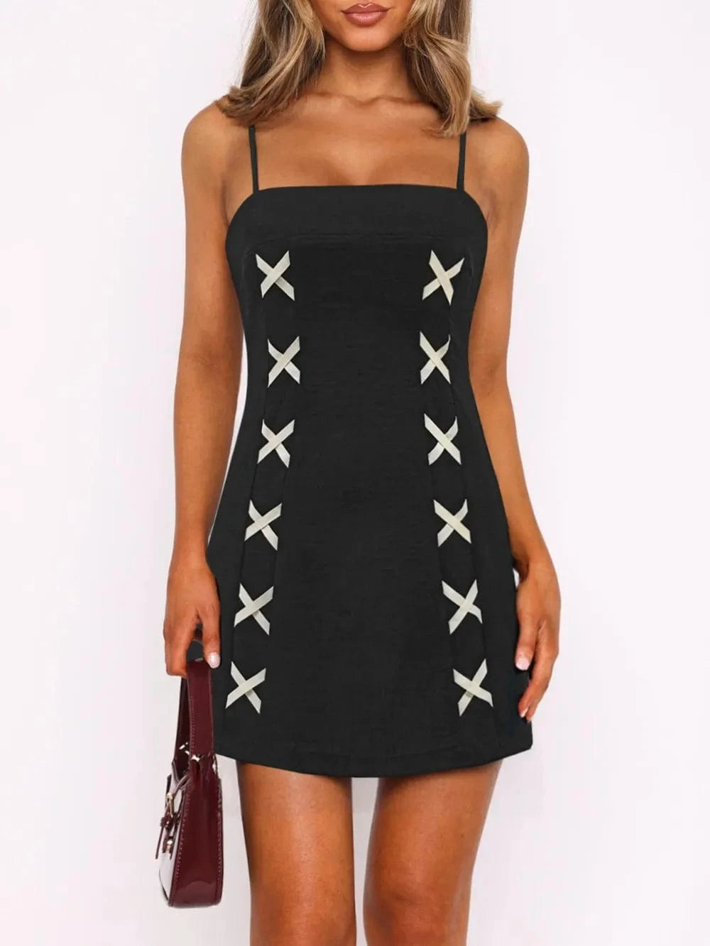 Contrast Mini Cami Dress - ShalayeFashion
