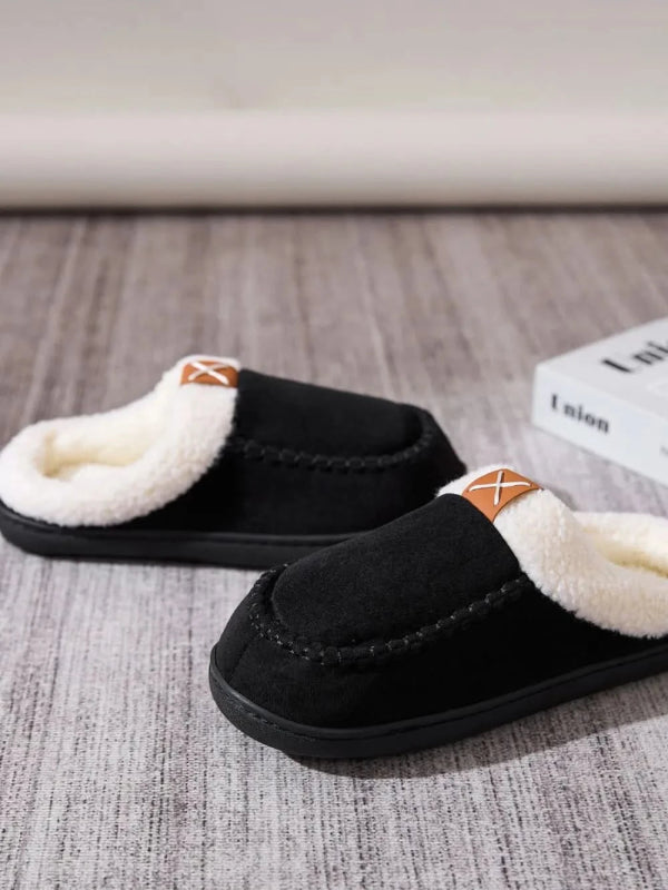 Contrast Round Toe Flat Slippers - ShalayeFashion
