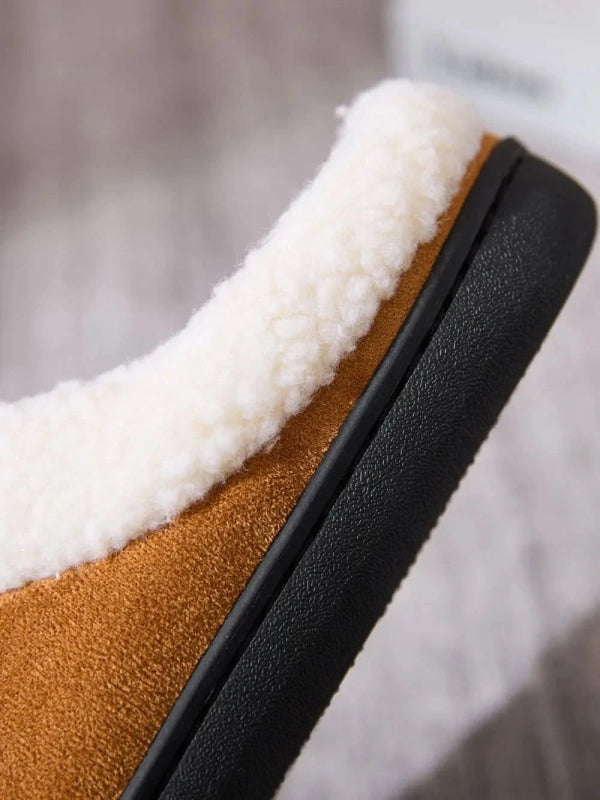 Contrast Round Toe Flat Slippers - ShalayeFashion