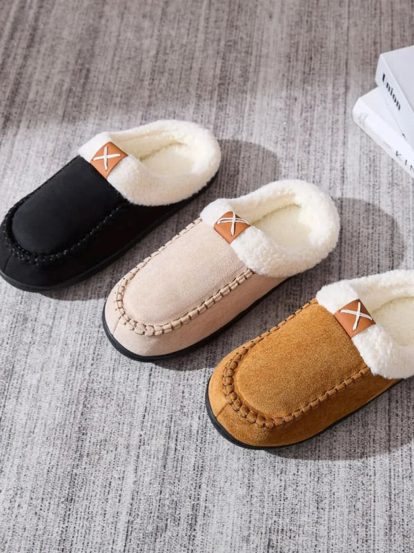 Contrast Round Toe Flat Slippers - ShalayeFashion