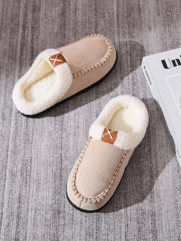 Contrast Round Toe Flat Slippers - ShalayeFashion