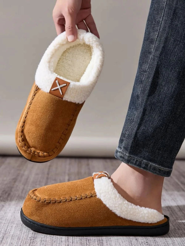 Contrast Round Toe Flat Slippers - ShalayeFashion