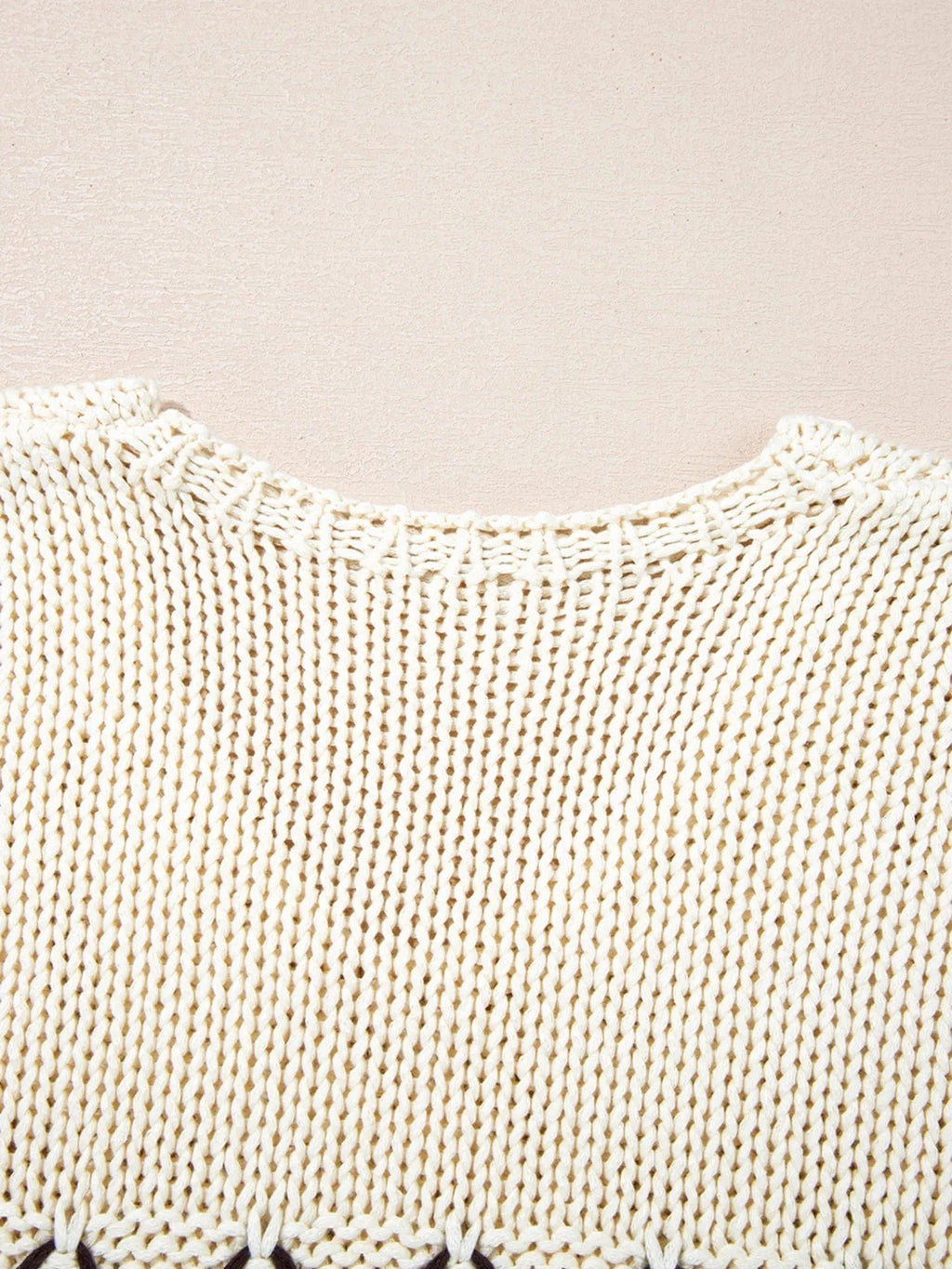 Contrast Stitch Detail V Neck Drop Shoulder Sweater - ShalayeFashion