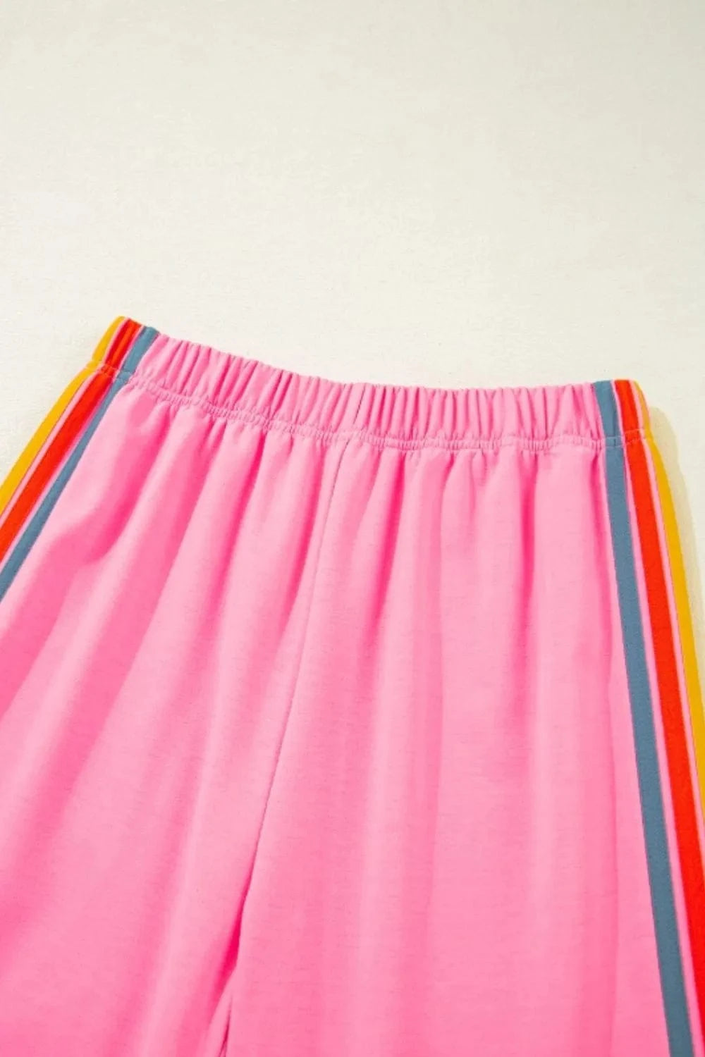 Contrast Striped Elastic Waist Active Pants - ShalayeFashion