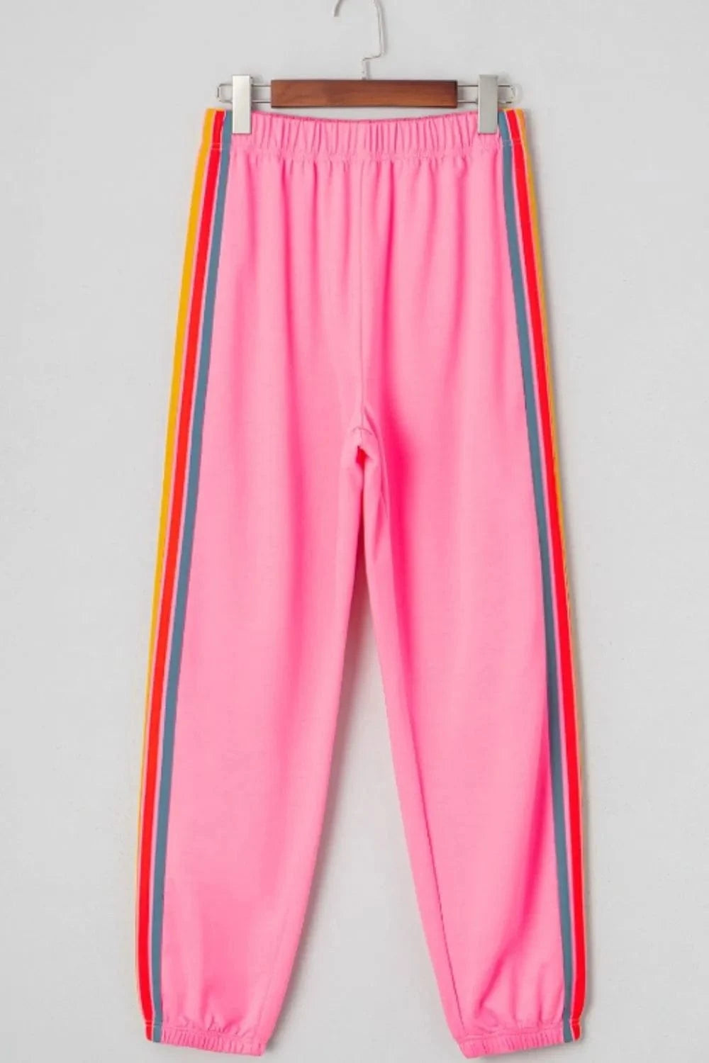 Contrast Striped Elastic Waist Active Pants - ShalayeFashion