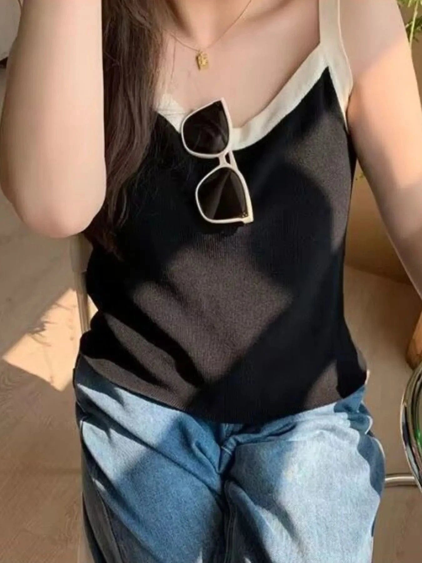 Contrast Trim Cami Top - ShalayeFashion