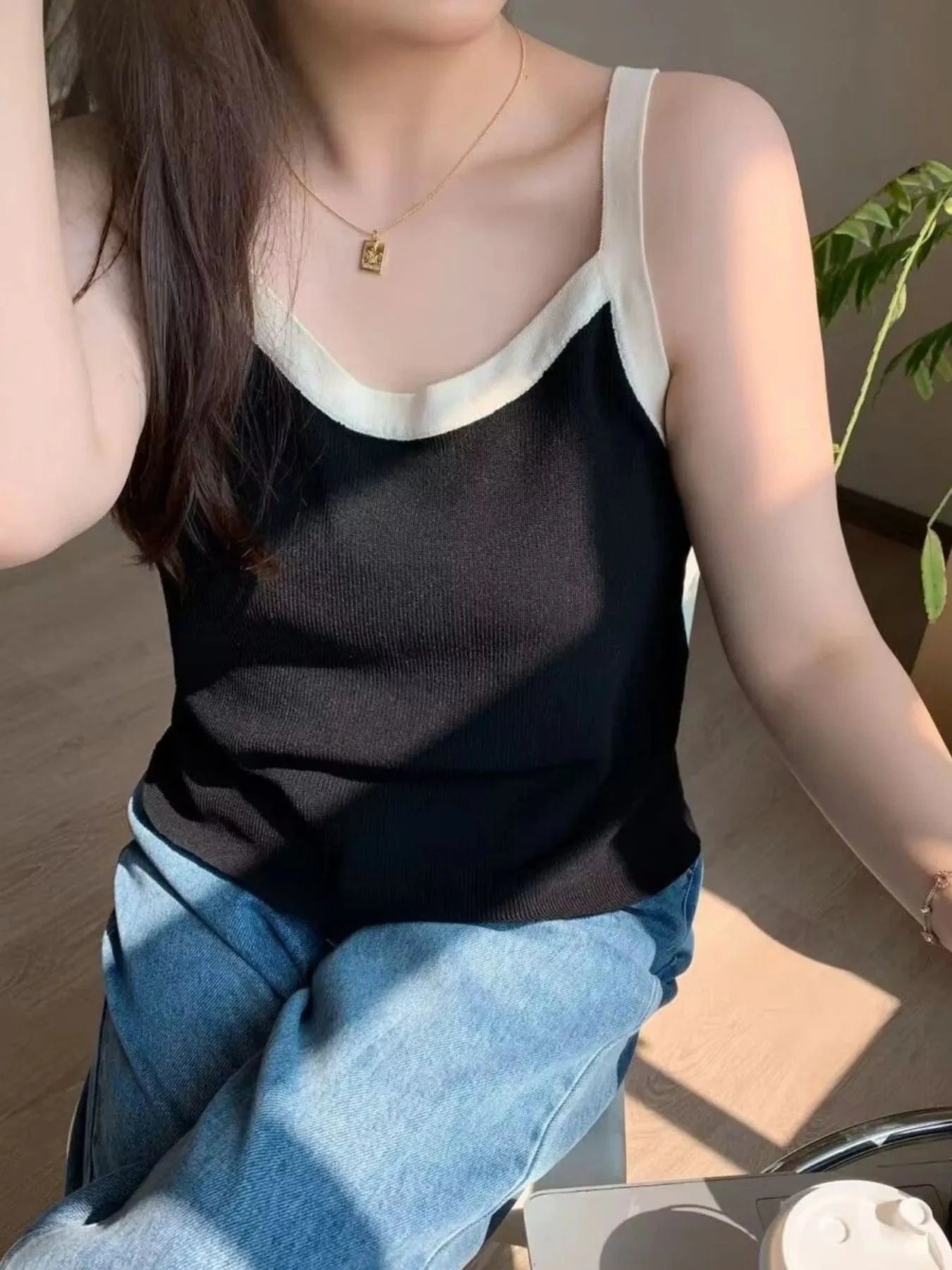 Contrast Trim Cami Top - ShalayeFashion