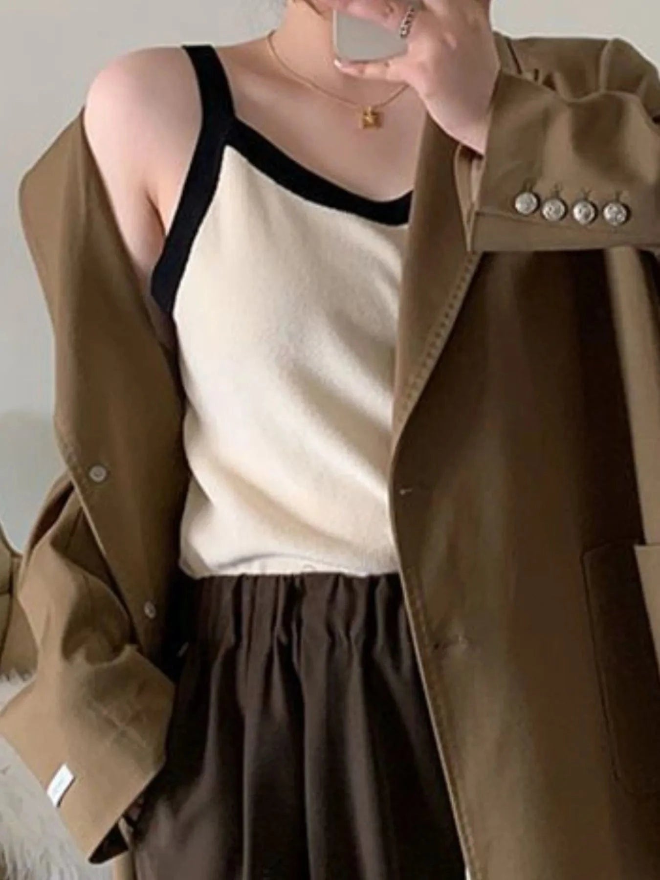 Contrast Trim Cami Top - ShalayeFashion