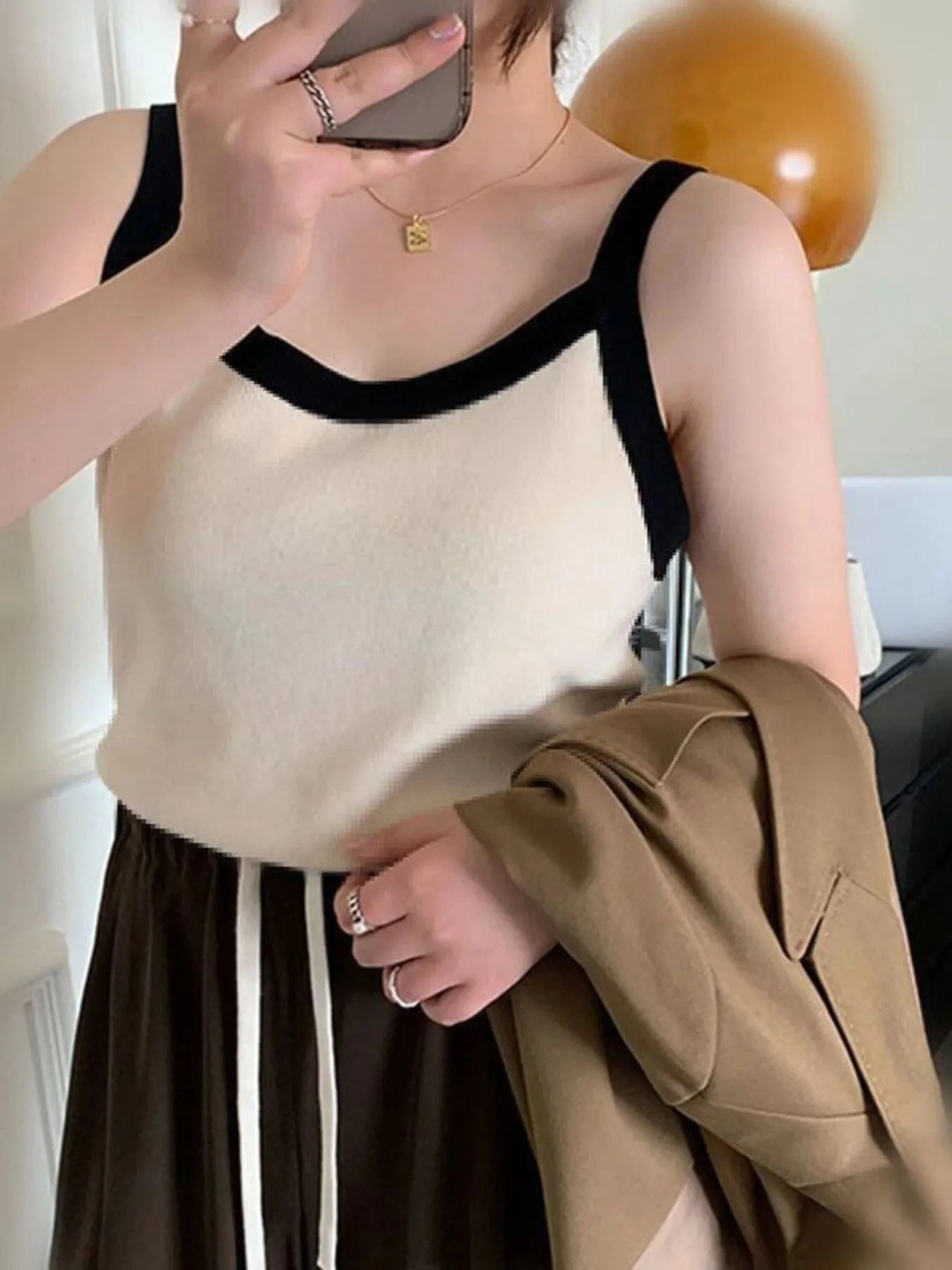 Contrast Trim Cami Top - ShalayeFashion