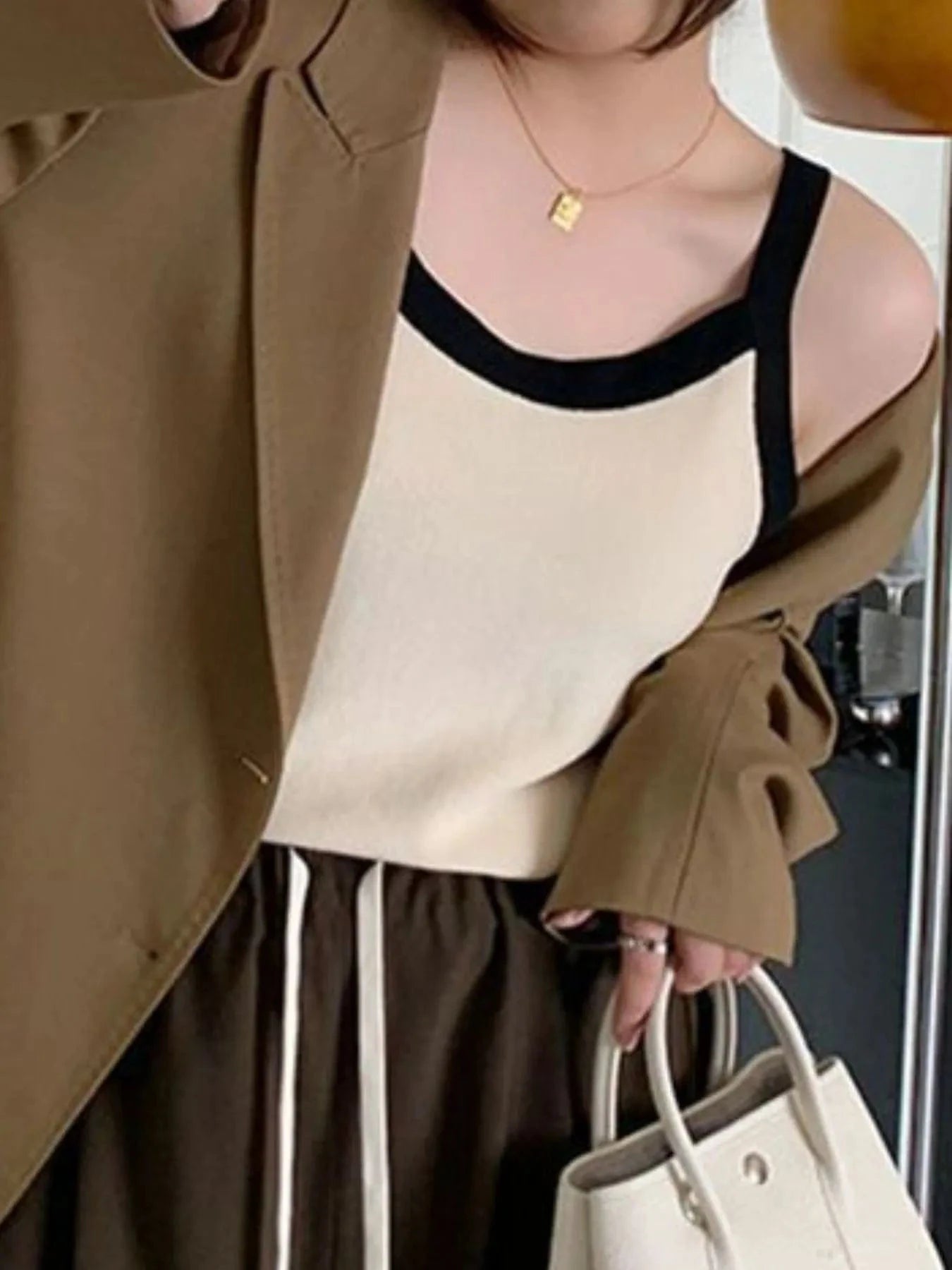 Contrast Trim Cami Top - ShalayeFashion