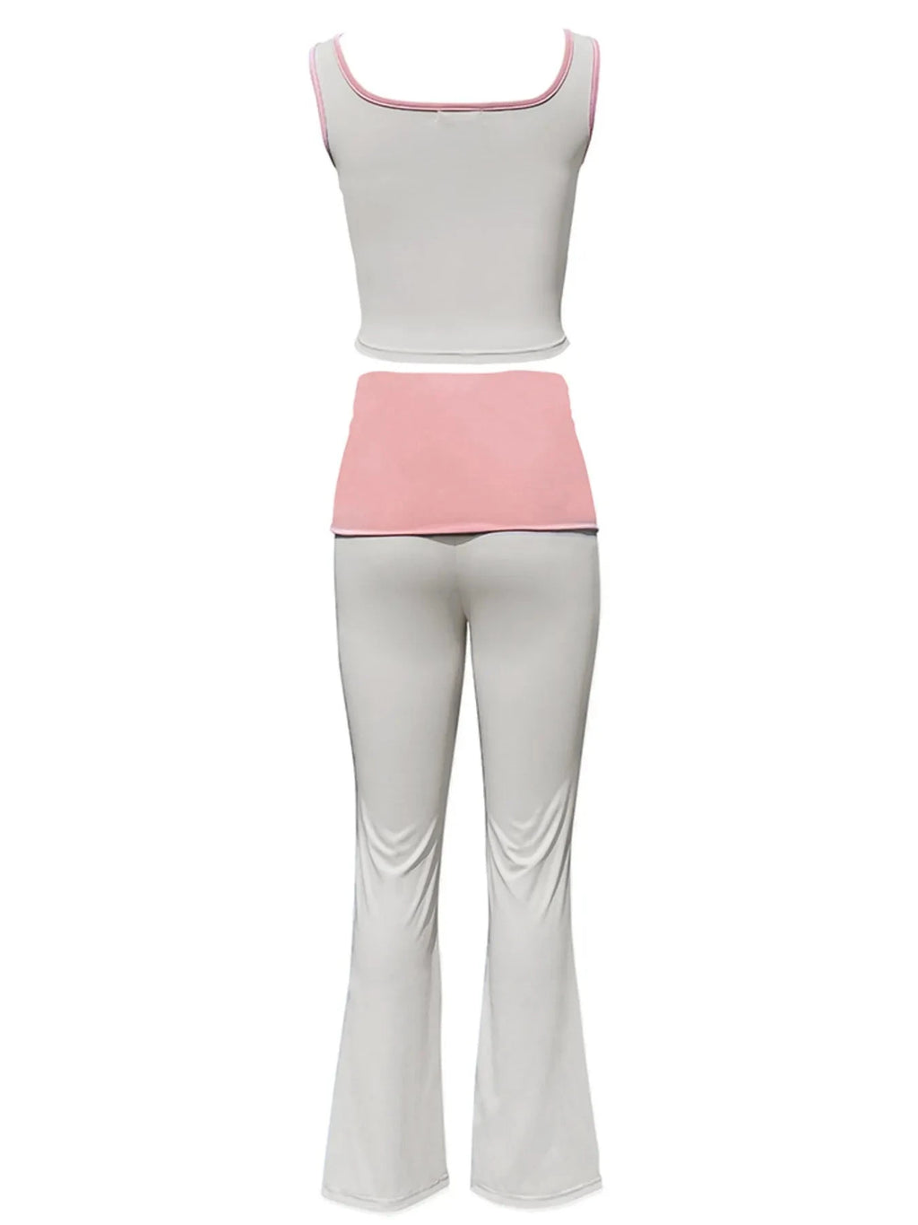 Contrast Trim Tank and Pants Active Set - ShalayeFashion