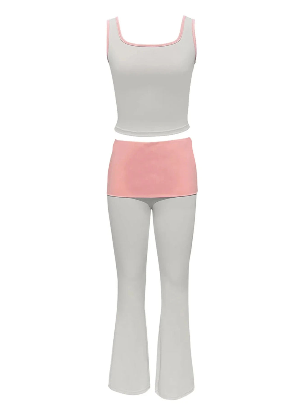 Contrast Trim Tank and Pants Active Set - ShalayeFashion