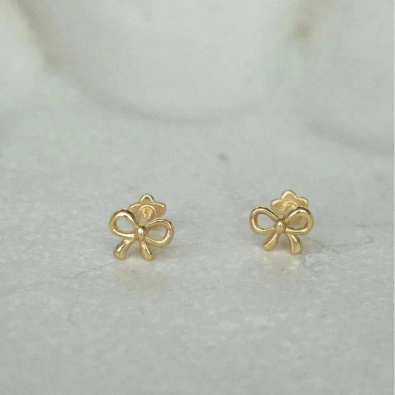 Copper Bow Stud Earrings - ShalayeFashion