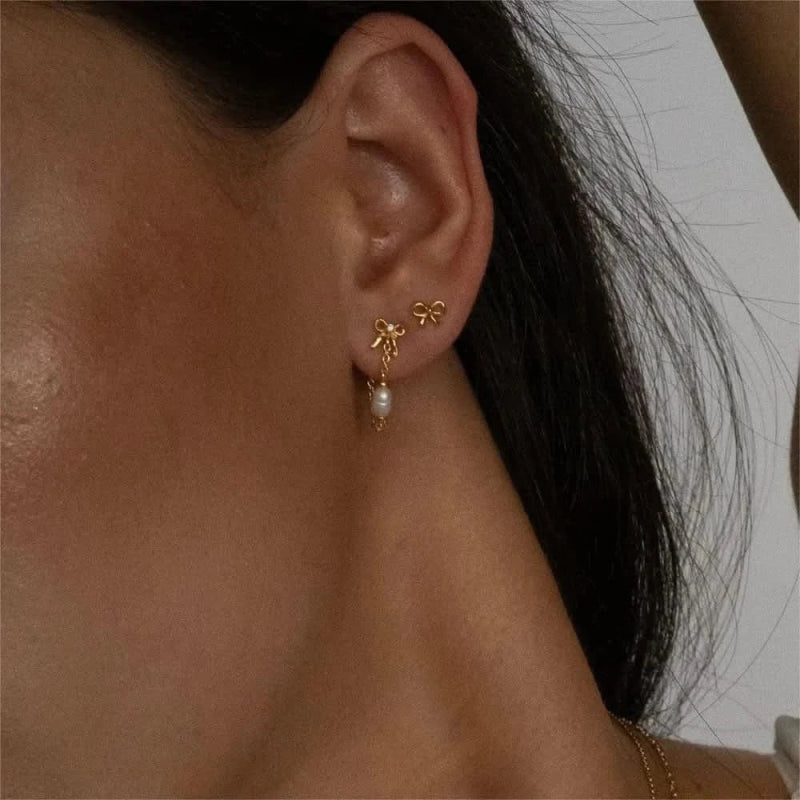 Copper Bow Stud Earrings - ShalayeFashion