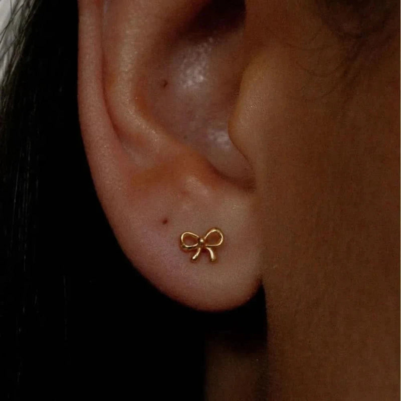 Copper Bow Stud Earrings - ShalayeFashion