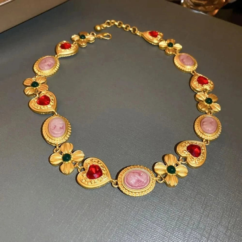 Copper Inlaid Rhinestone Necklace - ShalayeFashion