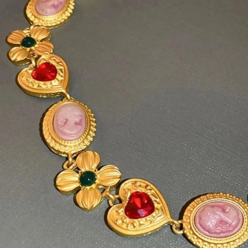Copper Inlaid Rhinestone Necklace - ShalayeFashion