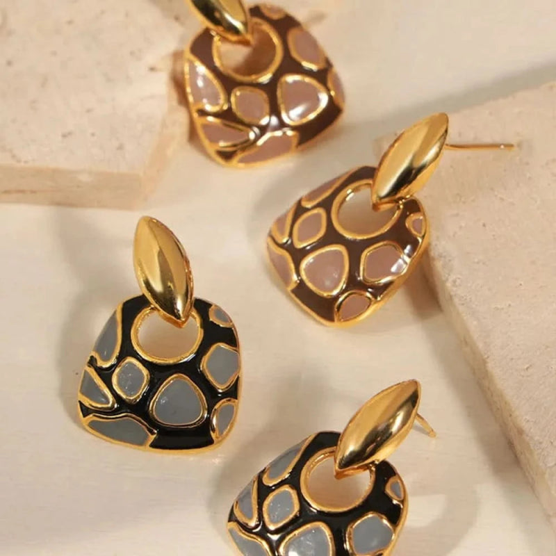 Copper Oil Drip Earrings - ShalayeFashion