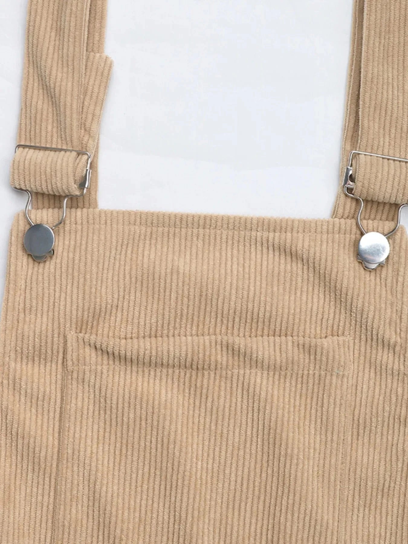 Corduroy Overall Dress with Pocket - ShalayeFashion