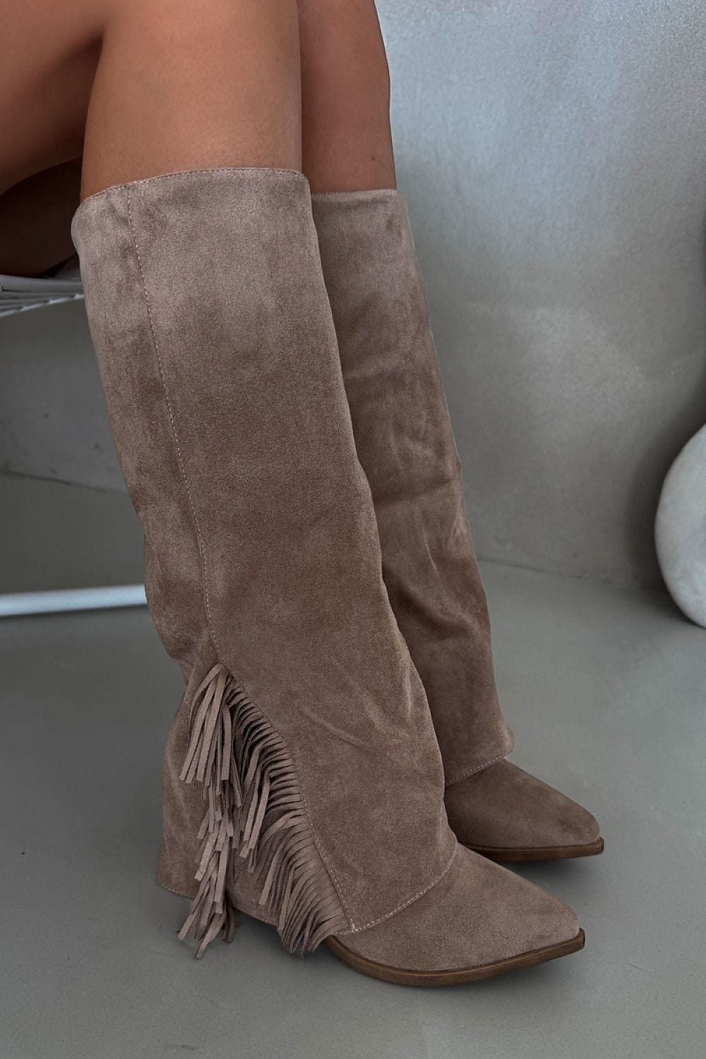Cowboy Boots Women Eco Suede Fringe - ShalayeFashion