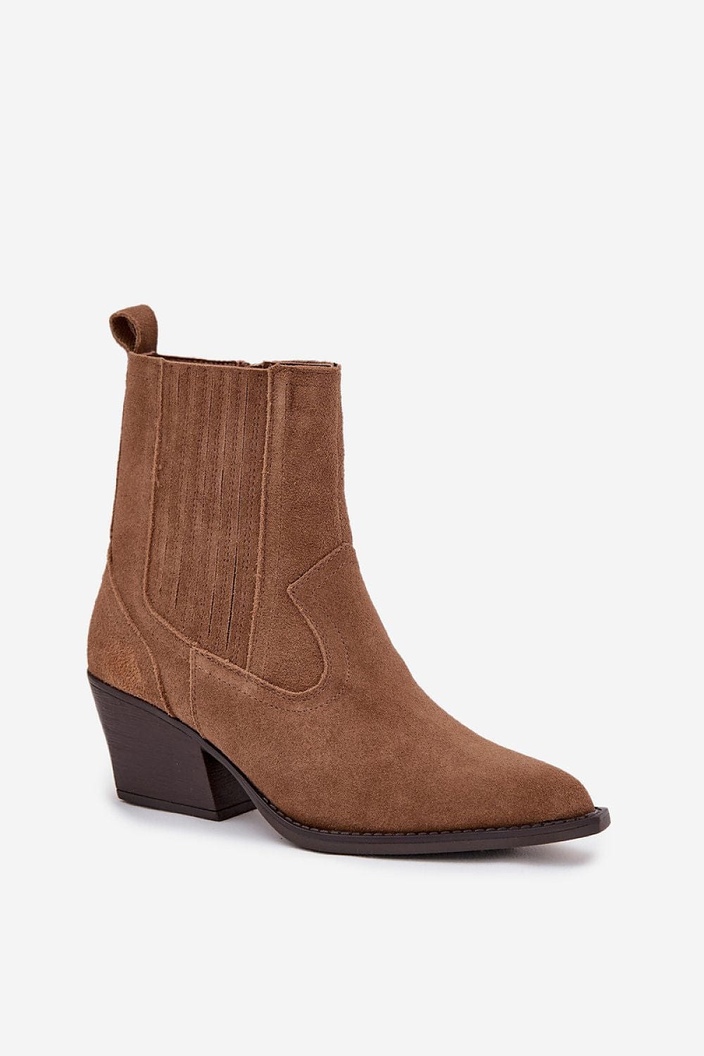 Cowgirl Heel Boots Women Suede Ankle - ShalayeFashion