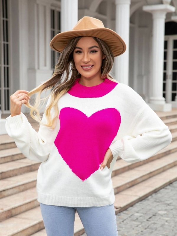 Cozy Angel Wings Heart Acrylic Sweater - ShalayeFashion