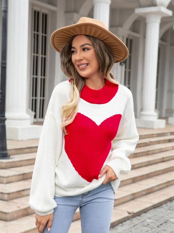 Cozy Angel Wings Heart Acrylic Sweater - ShalayeFashion