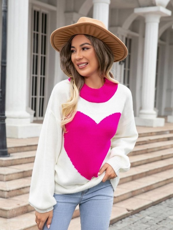 Cozy Angel Wings Heart Acrylic Sweater - ShalayeFashion