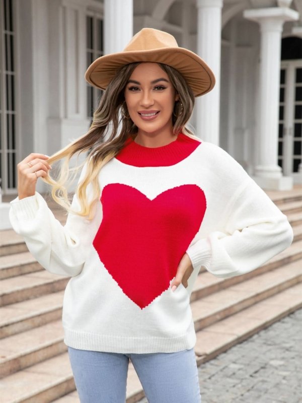 Cozy Angel Wings Heart Acrylic Sweater - ShalayeFashion