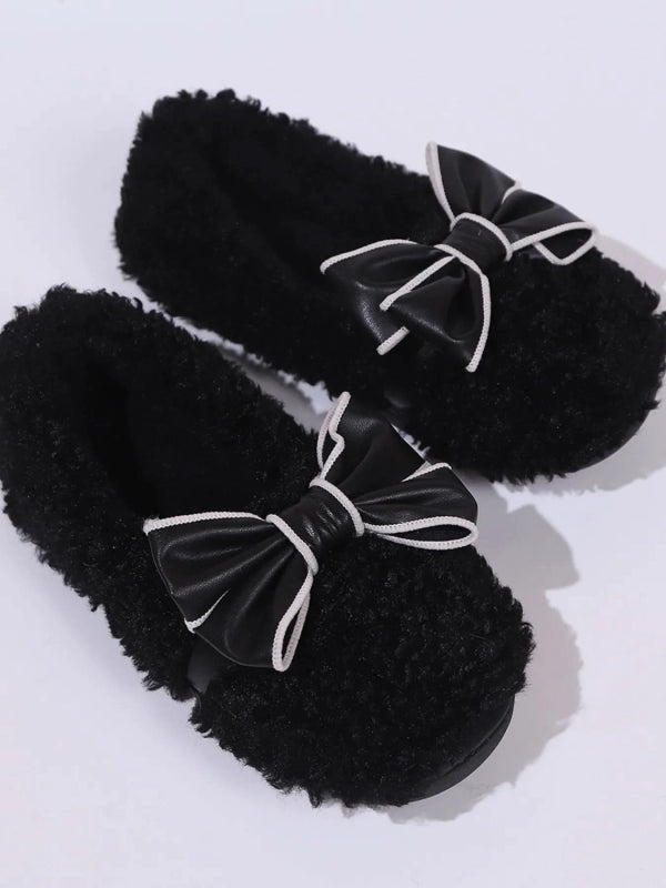 Cozy Bow - Knot Fluffy Indoor Slippers - ShalayeFashion