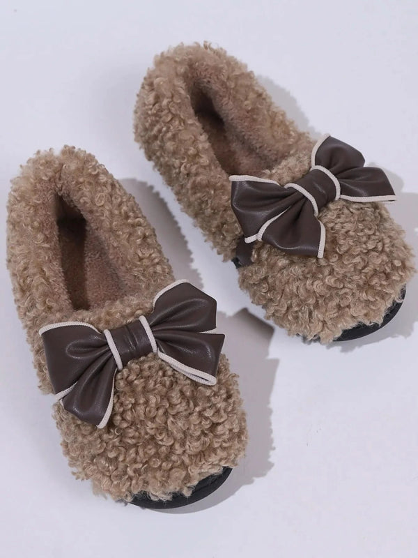 Cozy Bow - Knot Fluffy Indoor Slippers - ShalayeFashion