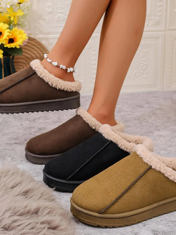 Cozy Faux Fur Lined Slippers - ShalayeFashion
