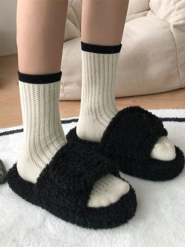 Cozy Fuzzy Open Toe Slippers - ShalayeFashion